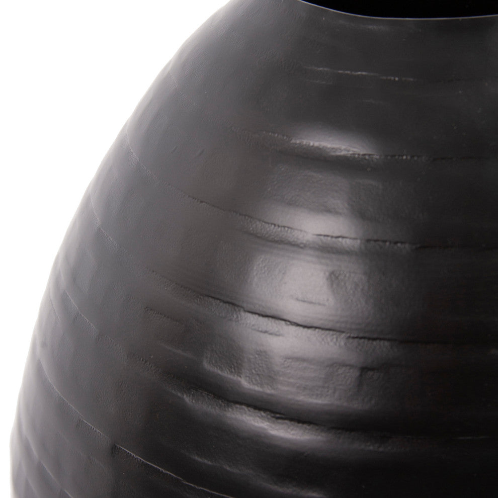 Chiseled Black Teardrop Vase, Medium