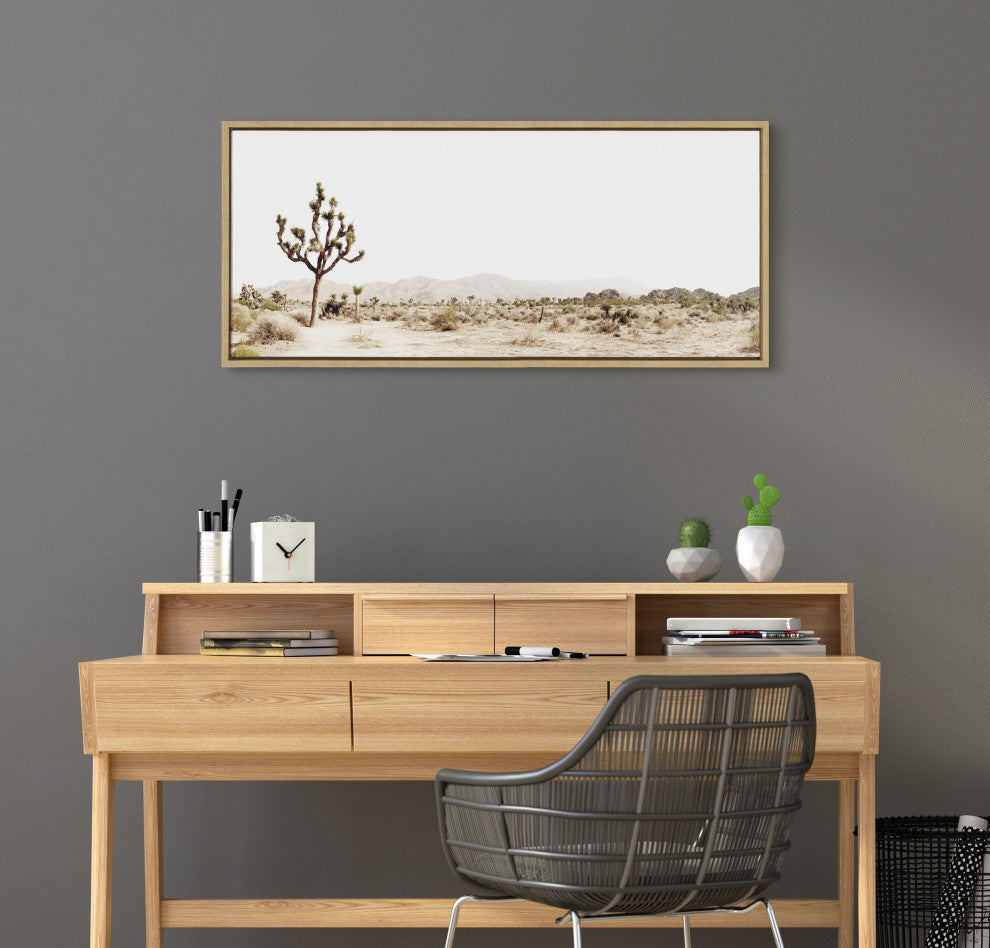 Sylvie Lone Joshua Tree Framed Canvas by Amy Peterson Art Studio, Natural 18x40