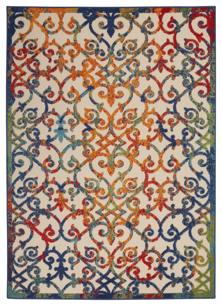 8 x 11 Rainbow Colored Indoor Outdoor Area Rug