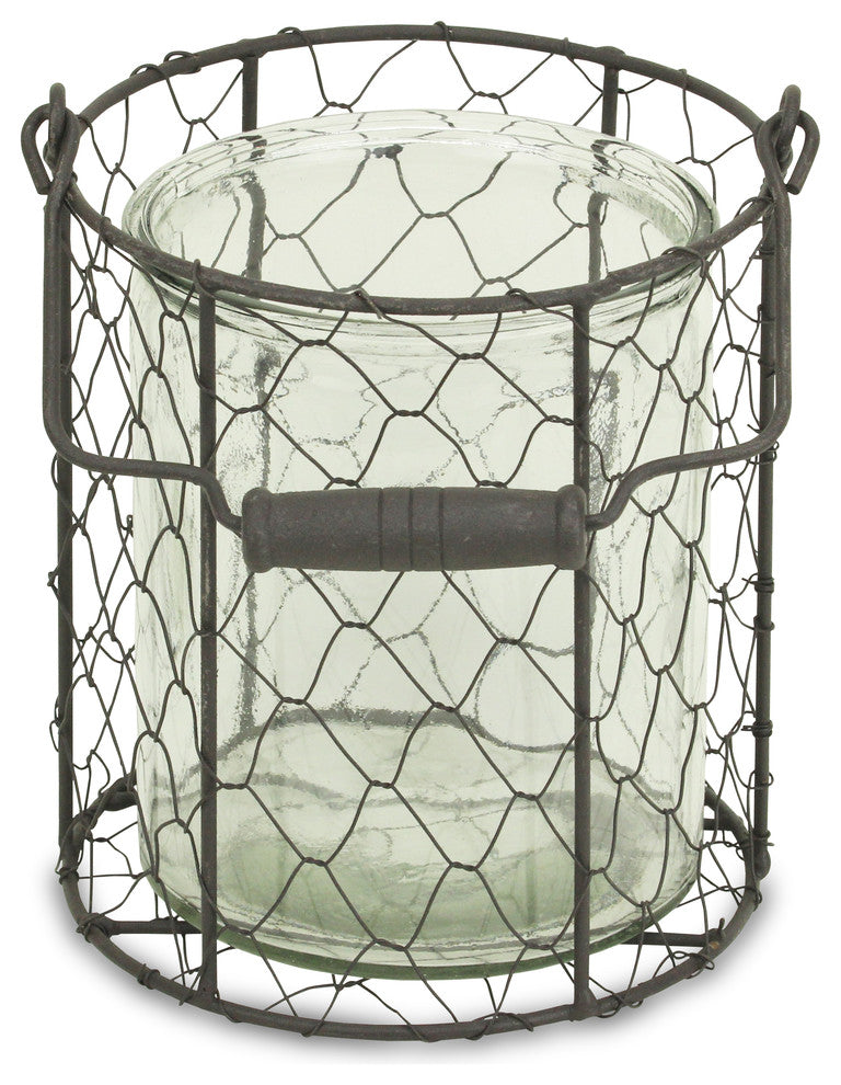 Glidden Basket With Glass Jar, Brown, Extra Large