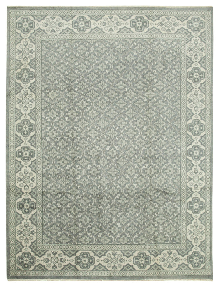 Rug N Carpet - Hand-Knotted Oriental 8' 10" x 11' 8" Soft Grey Oushak Rug