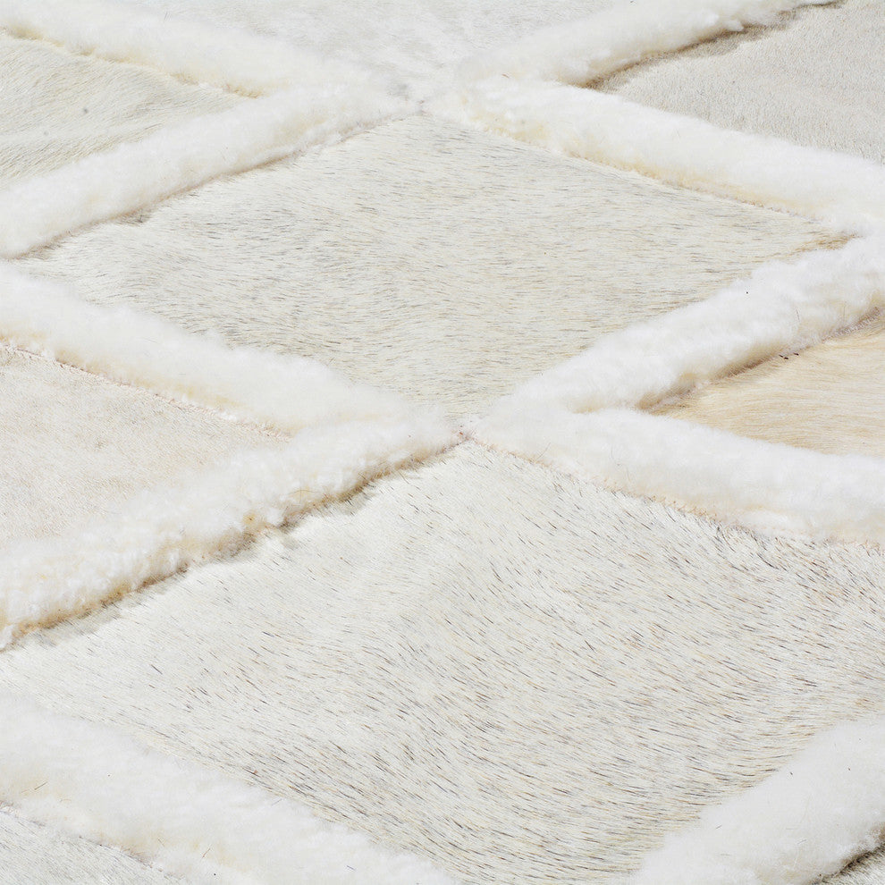 Cowhide Patchwork Rug, Hebe, Neutral, 12' X 15'