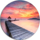 Stylish Wooden Bridge And Beach Sky, Sea Pier Disc Metal Wall Art, 23"