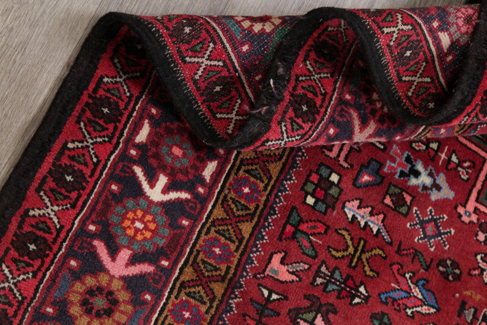 Consigned, Vintage Oriental Traditional Persian Hand-Knotted Area Rug, Red, 5x13
