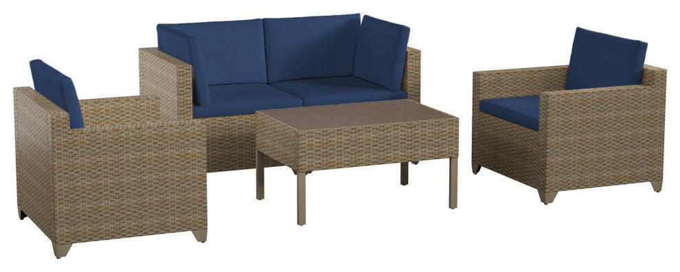 Maui 5-Piece Outdoor Conversation Set With Coffee Table and 2 Club Chairs