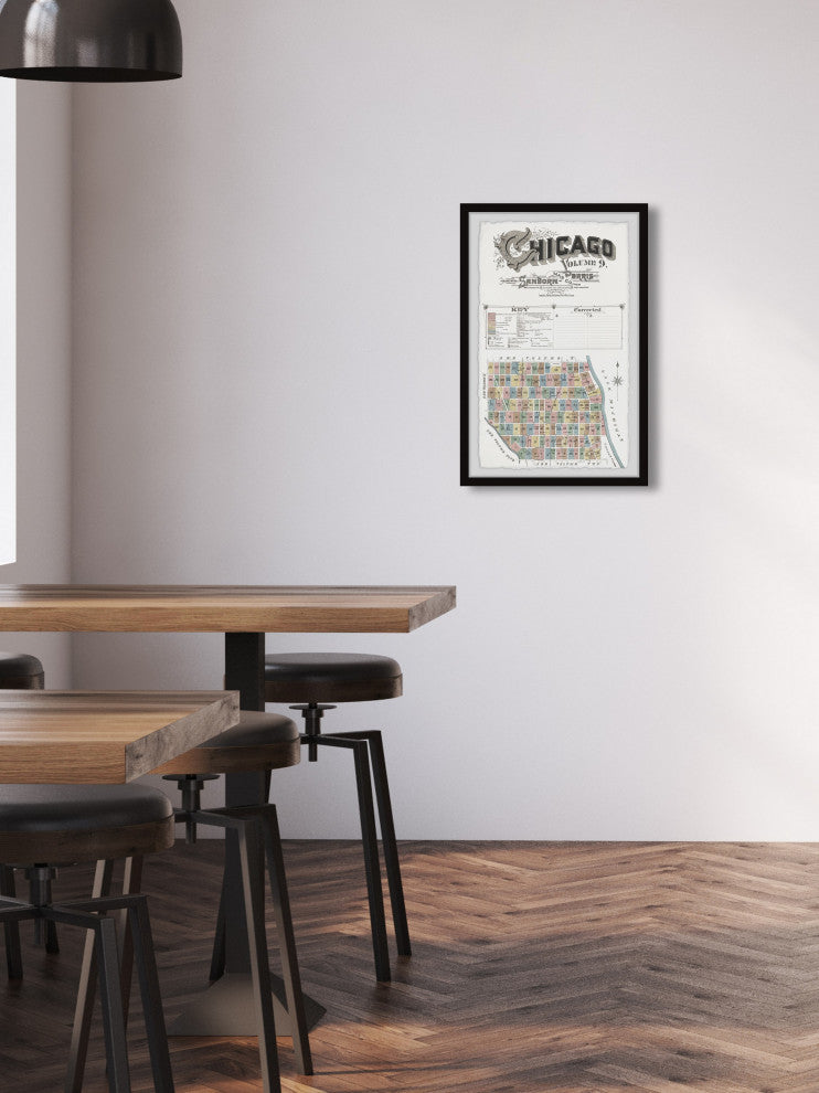 "Chicago Block Map" Framed Painting Print, 8x12