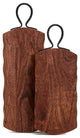 Two's Company Rustic Edge Set of 2 Charcuterie Serving Boards w/ Iron Handle