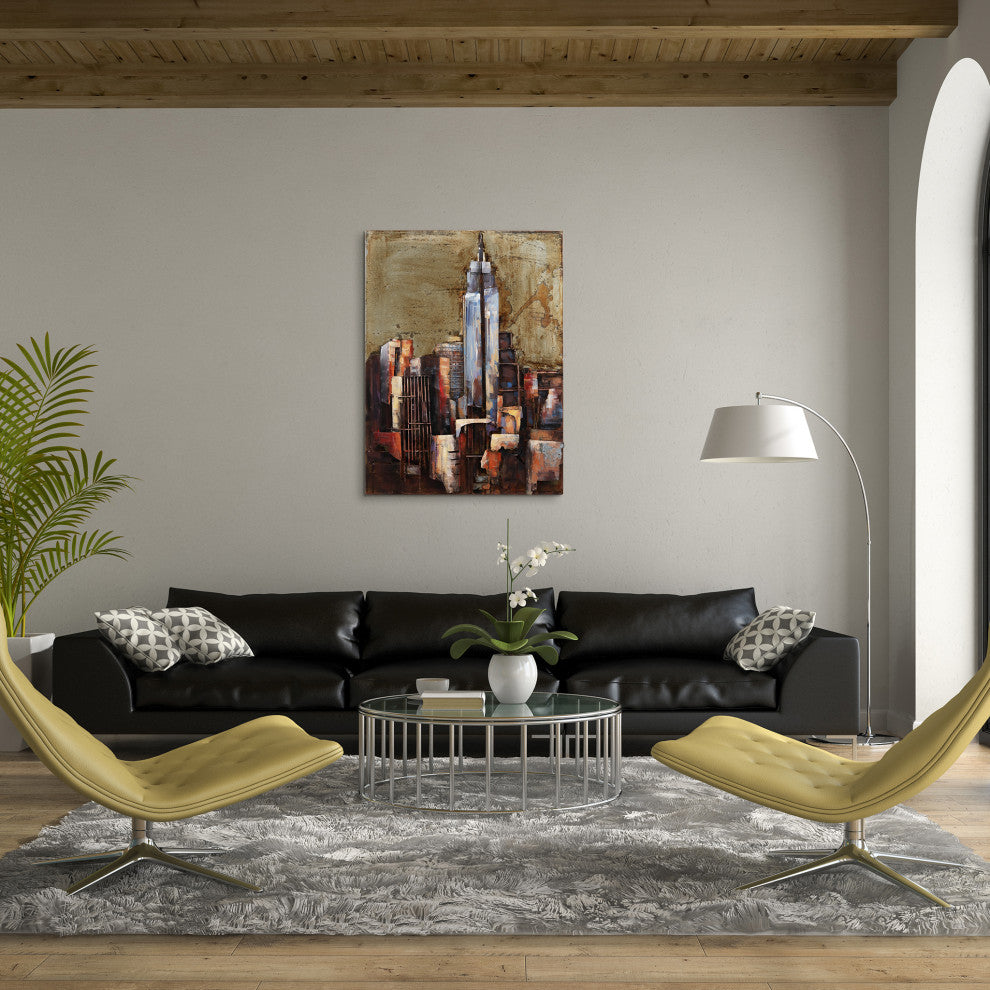 "The Empire State Building" Primo Mixed Media Hand Painted Iron Wall Sculpture