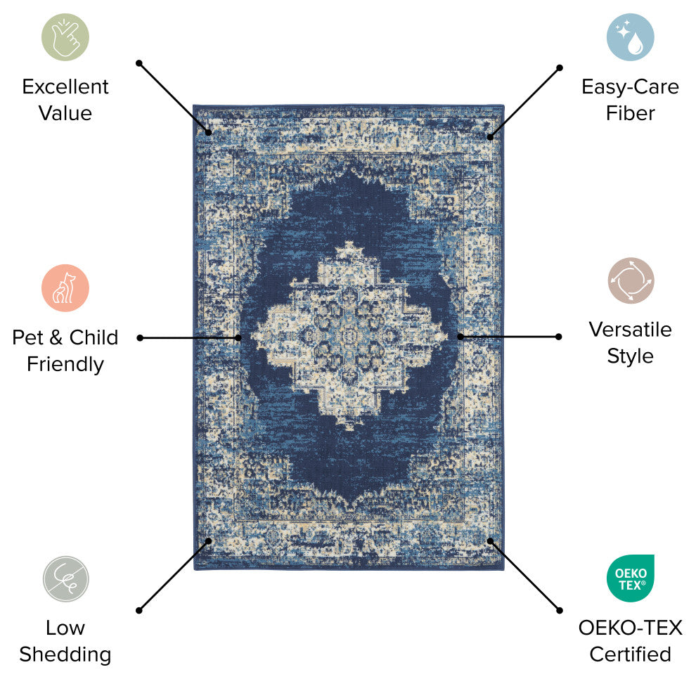 Nourison Grafix 7'' x 10'' Black Bohemian Indoor Area Rug