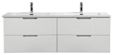 Themis Series White Wall Mount Vanity With A Integrated Sink, 60" Double