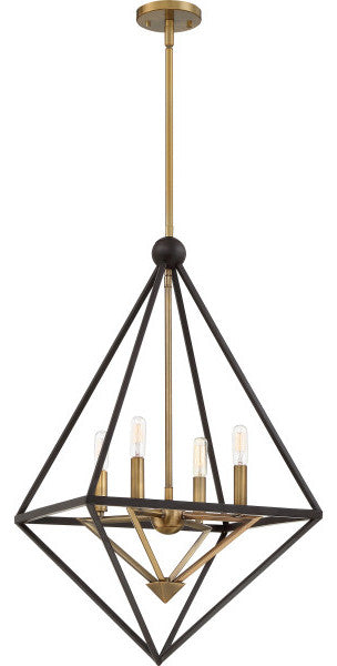 Quoizel LVR5204WT Four Light Foyer Pendant, Western Bronze Finish
