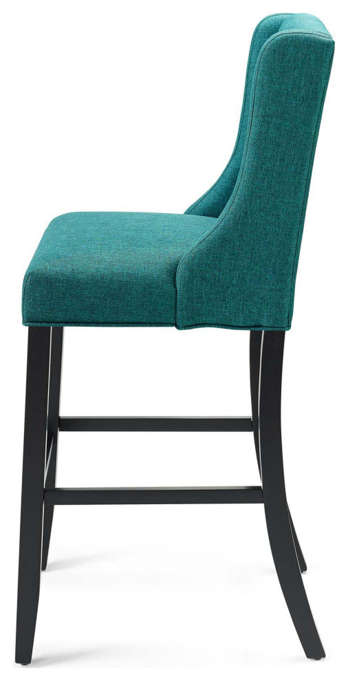 Tufted Bar Stool Chair Barstool, Fabric, Wood, Teal Blue, Modern, Bar Pub Bistro