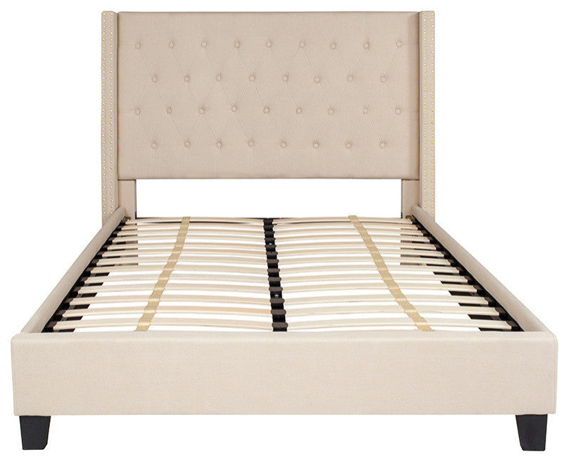 Riverdale Full Size Tufted Platform Bed, Beige
