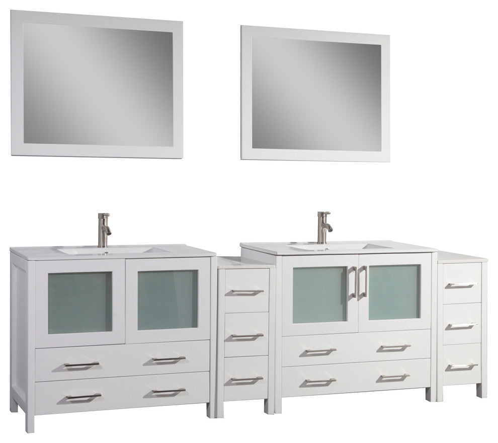 Vanity Art Vanity Set With Ceramic Top, 96", White