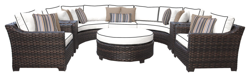 kathy ireland River Brook 8 Piece Outdoor Wicker Patio Furniture Set 08h