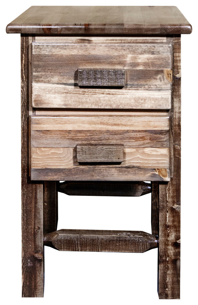 Homestead Collection Nightstand With 2-Drawers, Stain and Clear Lacquer Finish