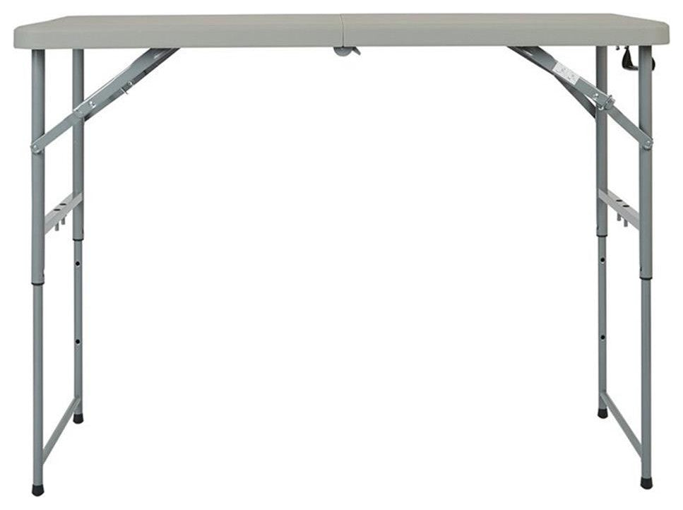 4' Long- Height Adjustable Fold in Half Resin Multi Purpose Table in Light Gray