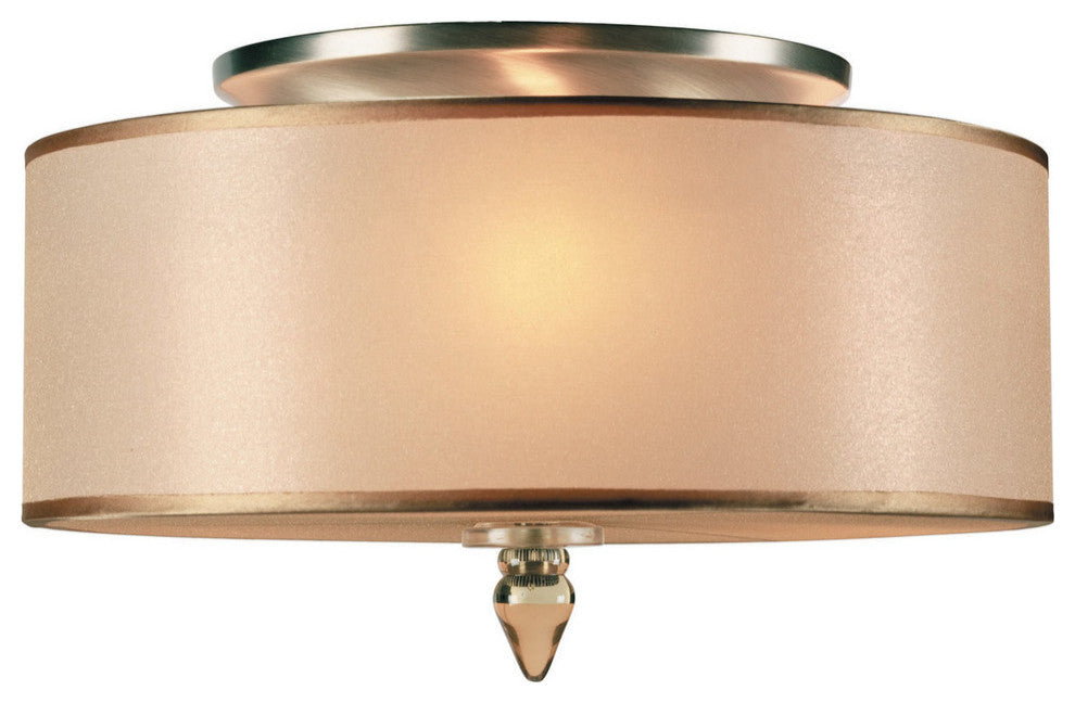 Luxo 3 Light Drum Shade Brass Flush Mount