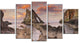 "Bow Fiddle Rock Scotland" Seashore Canvas Art, 60"x32", 5-Panels