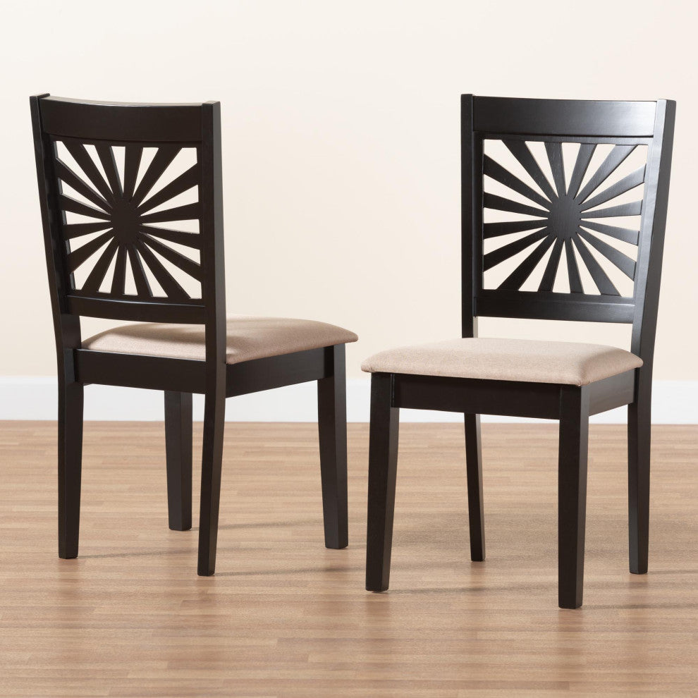 Loni Dining Collection, Beige/Espresso Brown, Dining Chair, Set of 2