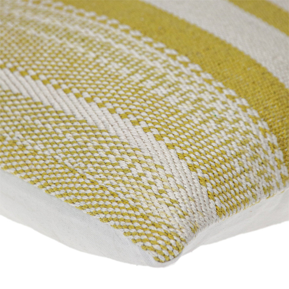Parkland Collection Transitional Striped Yellow Square 18" x 18" Pillow