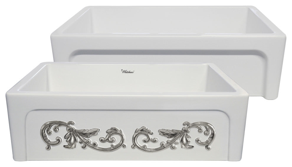 Whitehaus WHSIV3333OR-PLATINUM 33" Reversible Fireclay Kitchen Sink