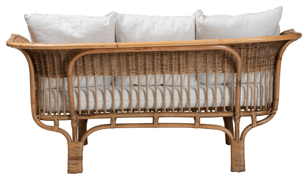 Modern Bohemian Natural Rattan Sofa With Cushion