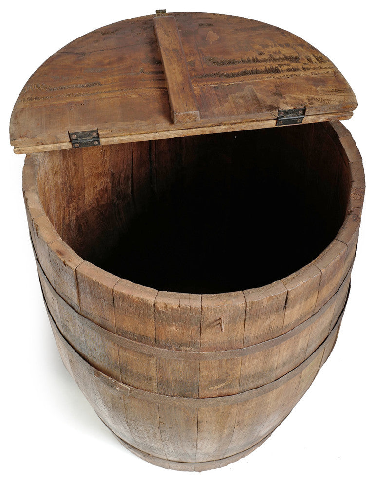 Consigned Wood Barrel Table