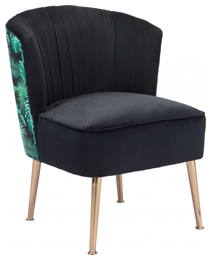 Tonya Accent Chair Black Gold and Tropical Print