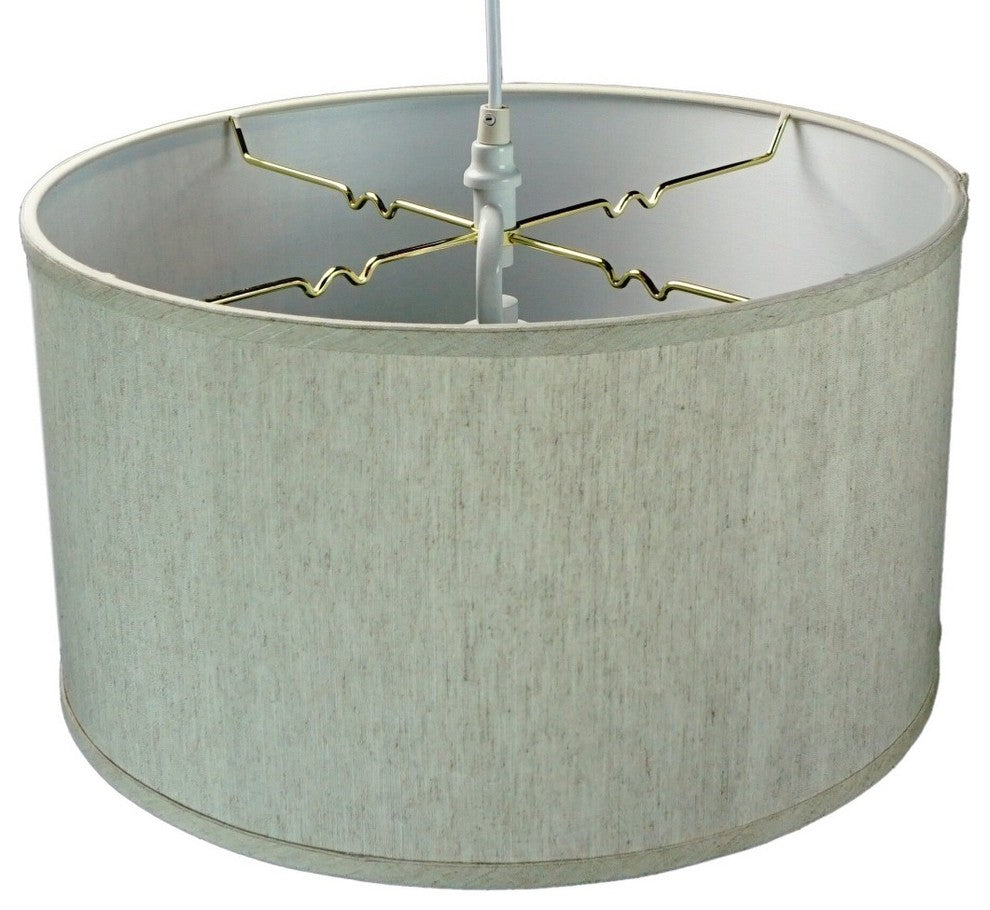 2 Light Swag Plug-In Pendant 16"w Textured Oatmeal with Diffuser, White Cord