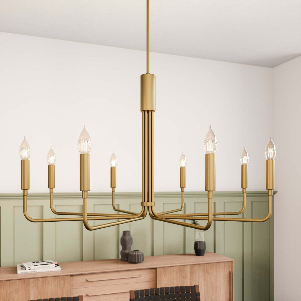Rekindle 8-Light Chandelier, Satin Brass