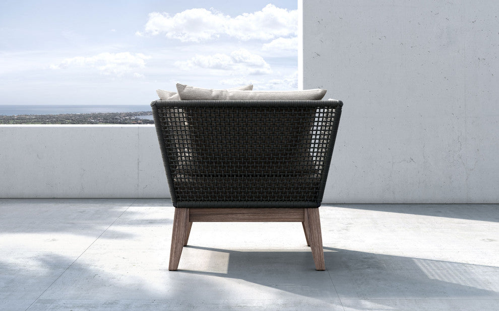 Netta Lounge Chair, Dark Gray Cord and Weathered Eucalyptus