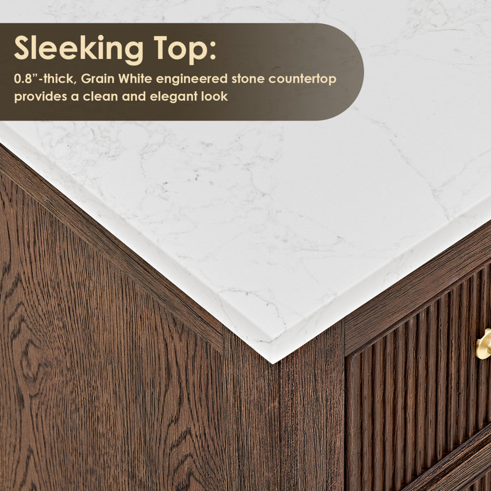 Cerrito Bathroom Vanity, Brown Brushed Oak, 36" Single, Without Mirror