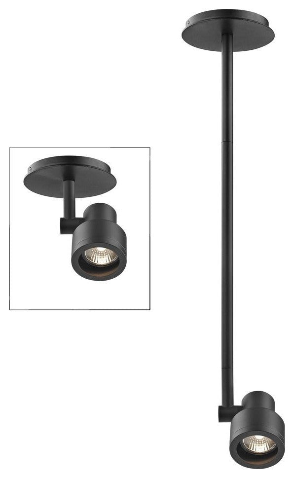 Stepped Cylinder Adjustable Monopoint - Black - GU10 Base