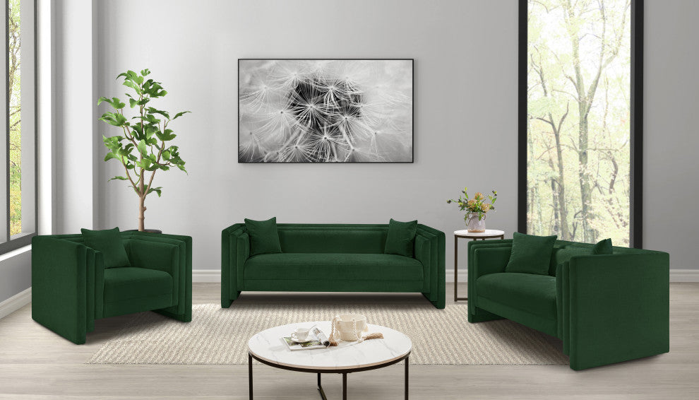 Everett Upholstered Sofa, Green, Chenille Fabric