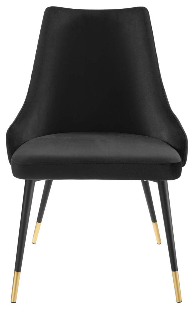 Side Dining Chair, Set of 2, Velvet, Black, Cafe Bistro Restaurant Hospitality