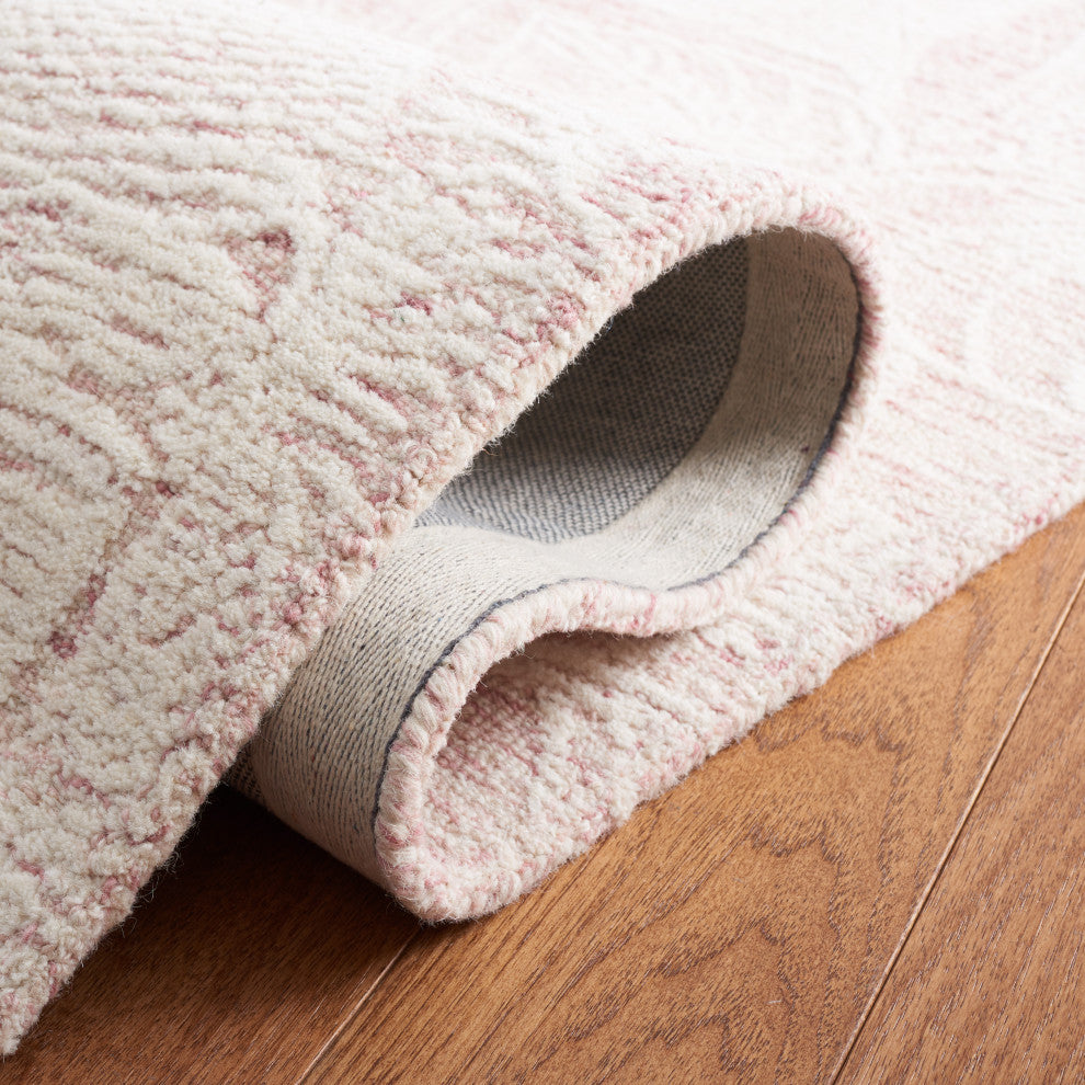 Safavieh Metro Collection MET880U Rug, Pink/Ivory, 6' x 6' Square