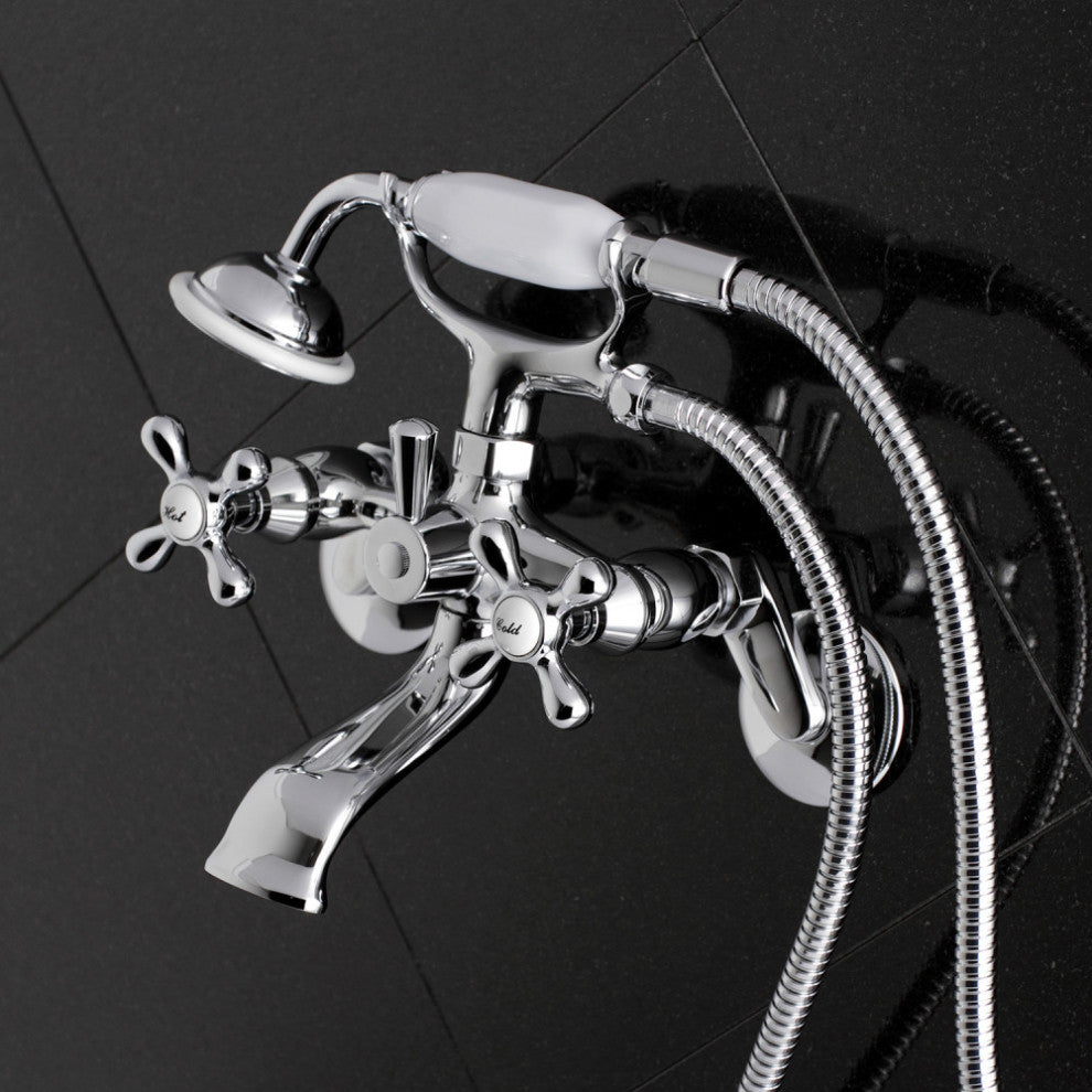 Kingston Brass 6" Adjustable Wall Mount Clawfoot Tub Faucet, Polished Chrome