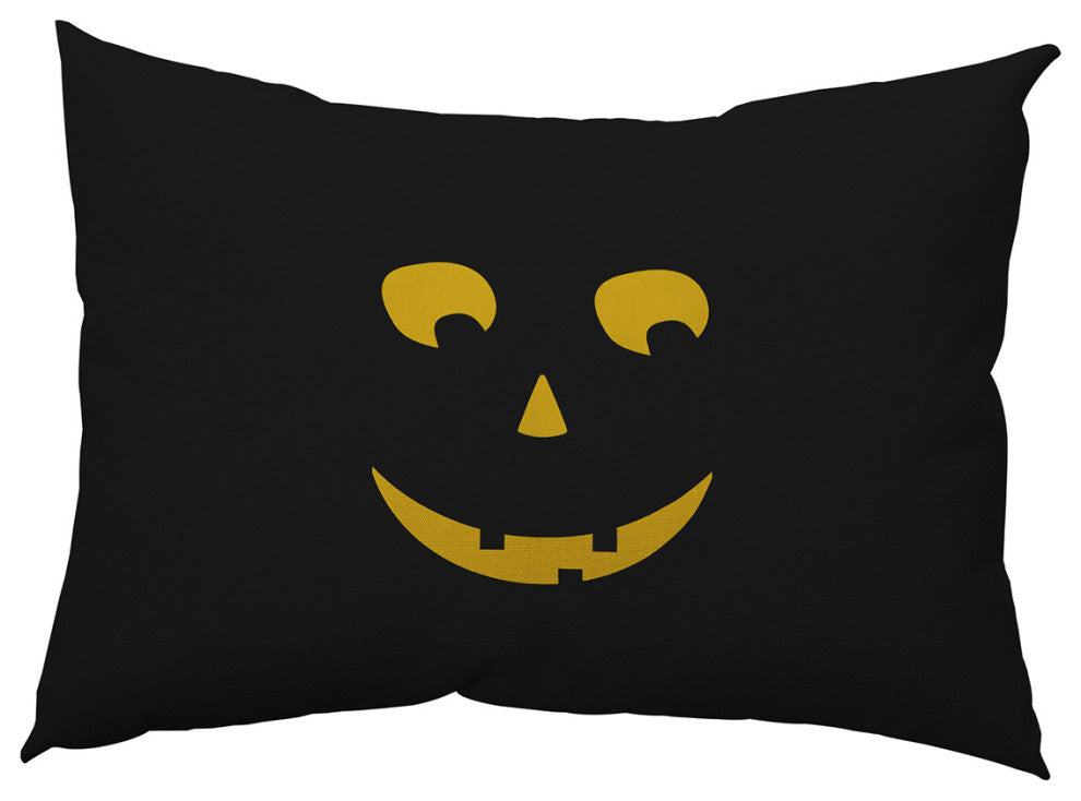Halloween Jack-O-Lantern Left Accent Pillow, Black, 14"x20"