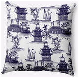 China Old Polyester Indoor/Outdoor Pillow, Spring Navy, 18"x18"