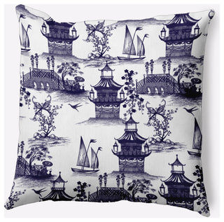 China Old Polyester Indoor/Outdoor Pillow, Spring Navy, 18"x18"