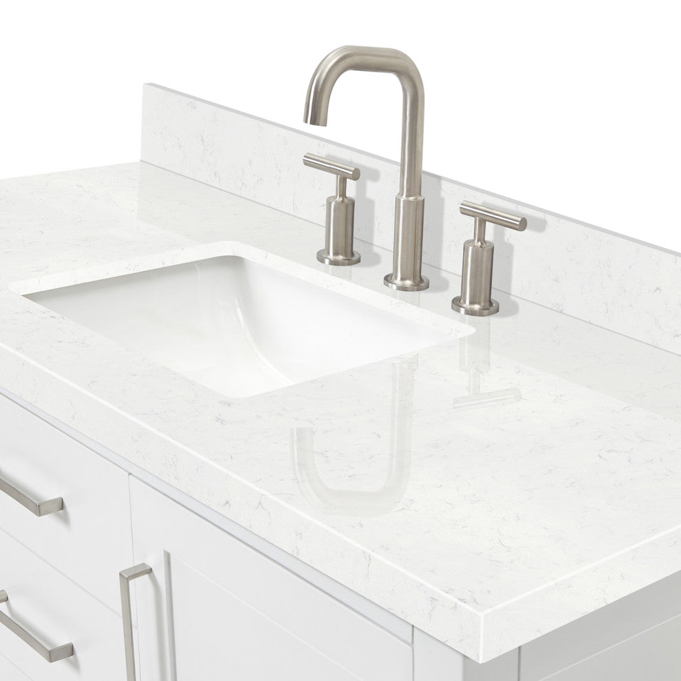 Ariel Bayhill 48" Single Rectangle Sink Bathroom Vanity, Carrara Quartz