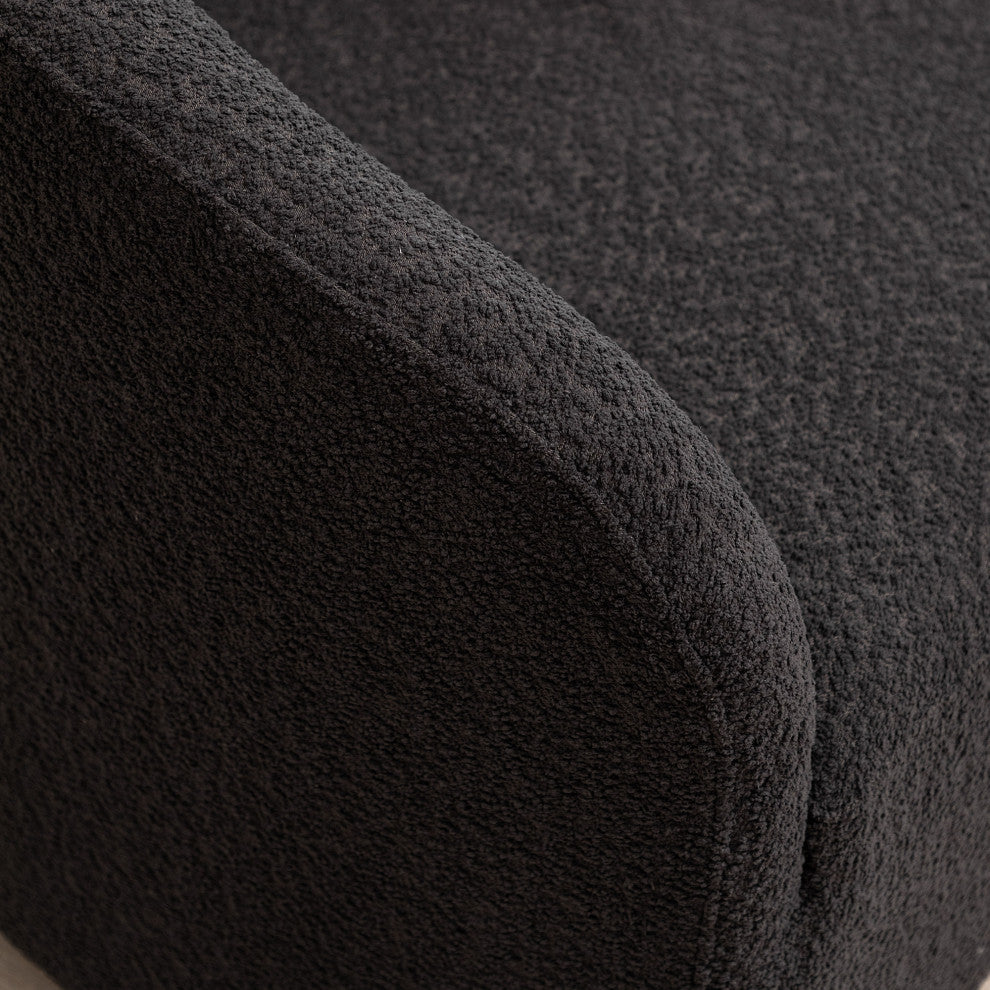 32" Wide Boucle Upholstered Swivel Barrel Chair, Dark Gray