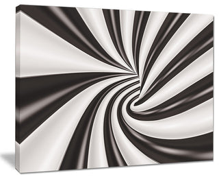 "Fractal Tunnel, Black and White" Abstract Art Canvas Print, 40"x30"