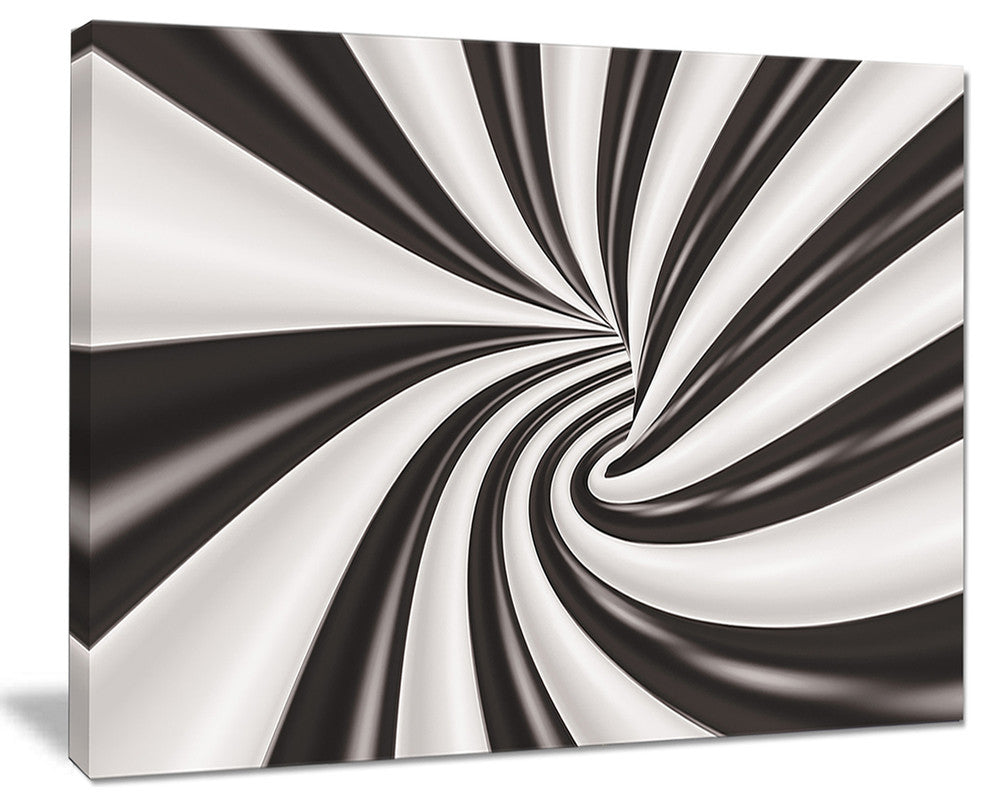 "Fractal Tunnel, Black and White" Abstract Art Canvas Print, 40"x30"