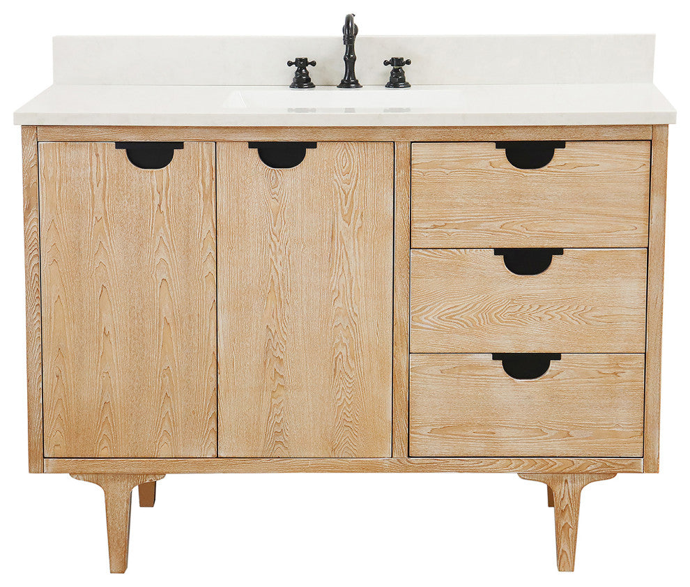49" Single Sink Vanity, Weathered Neutral With Engineered Stone Top