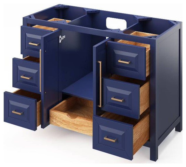 Cade Transitional 48" Hale Blue Bathroom Vanity, Boulder Cultured Marble Vanity