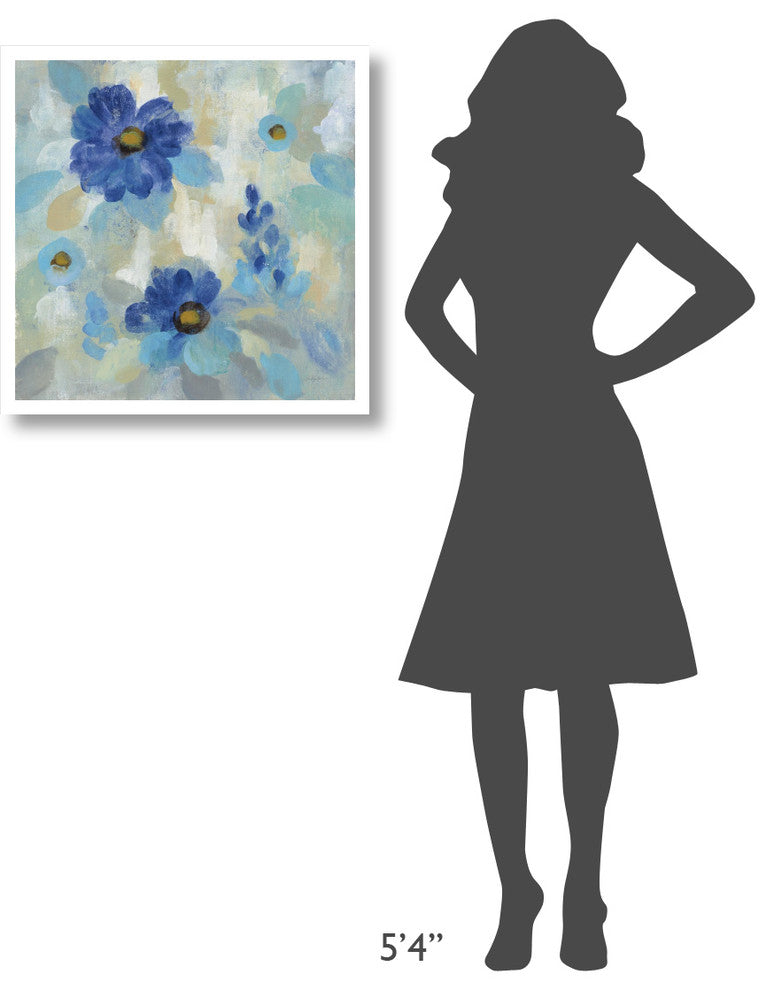 "Blue Flowers Whisper II" Digital Paper Print by Silvia Vassileva, 26"x26"