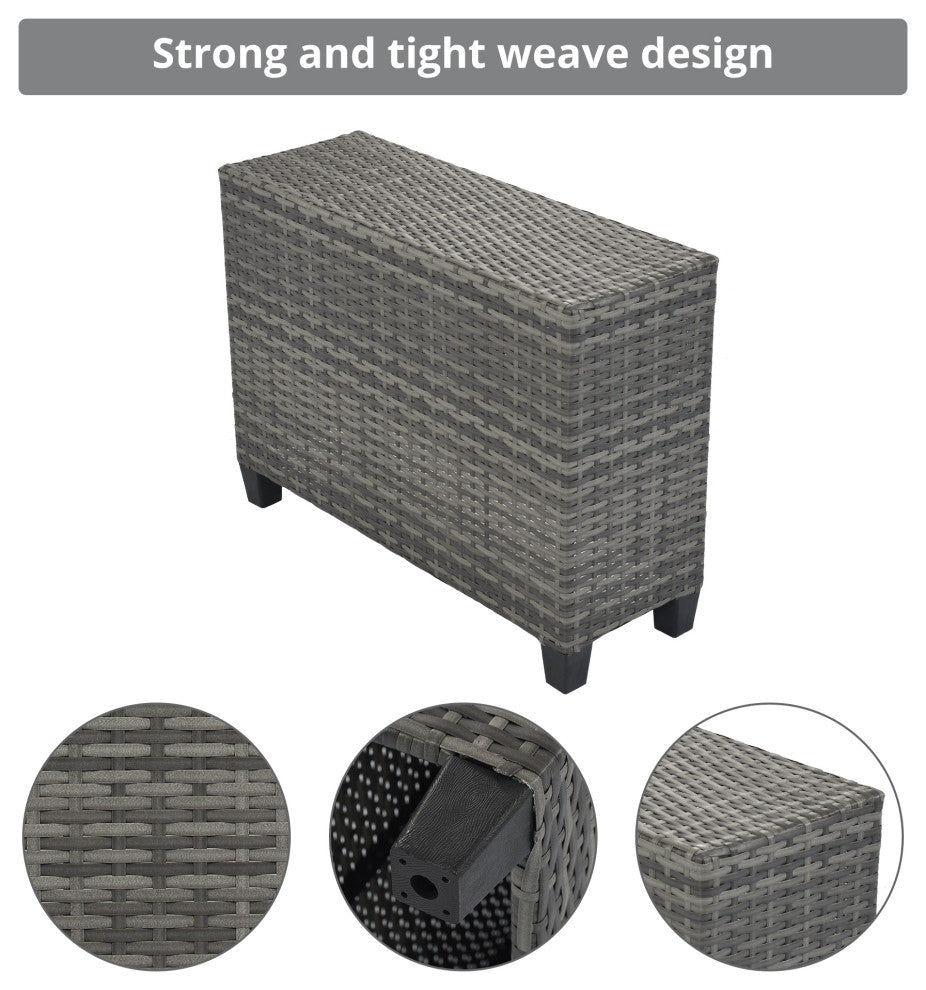 8 Pieces Outdoor Wicker Curved Patio Sectional with Coffee Table and Cushions, Gray