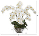 20" Phalaenopsis Orchid Artificial Arrangement, Silver Bowl